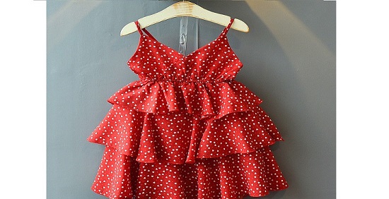 لباس قرمز خال خالی برای دختر بچه ها