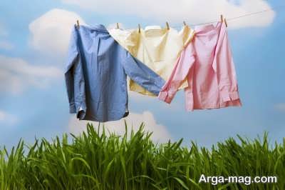 خشک کردن لباس در فضای باز برای خلاص شدن از پرز های لباس