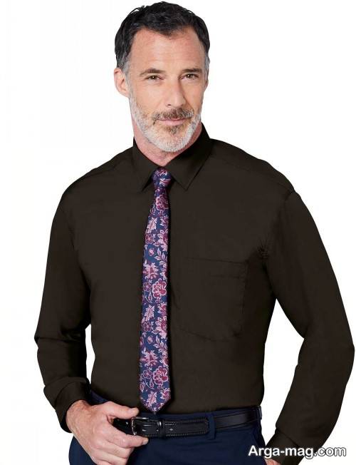ست پیراهن مشکی با کراوات طرح دار بنفش 