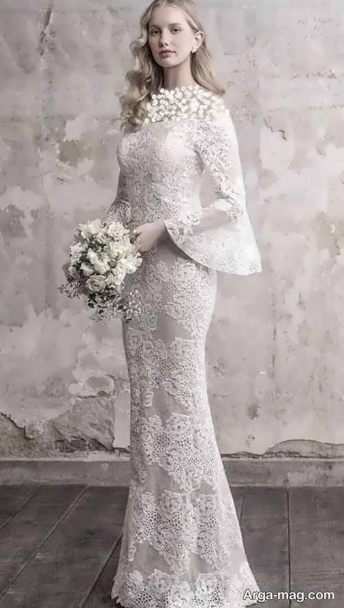 لباس عروس آستین کلوش زیبا