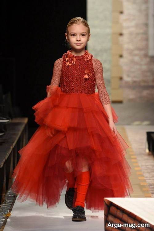 مدل لباس مجلسی قرمز دخترانه 