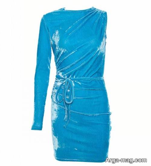 مدل لباس مجلسی تک آستین آبی