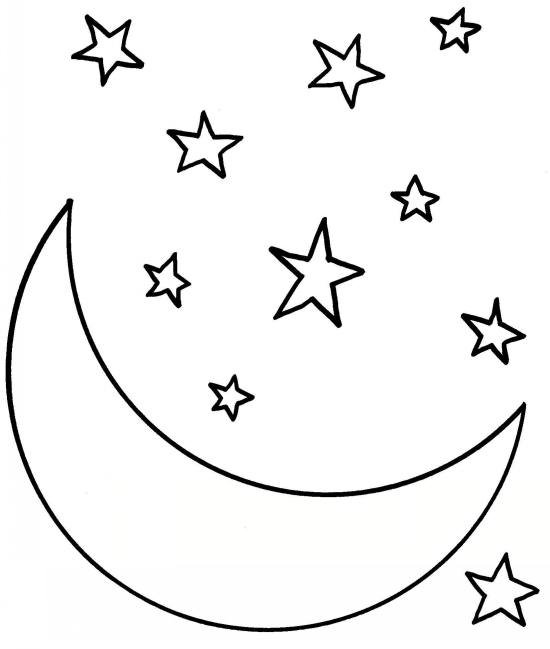 نقاشی کودکانه ماه و ستاره 
