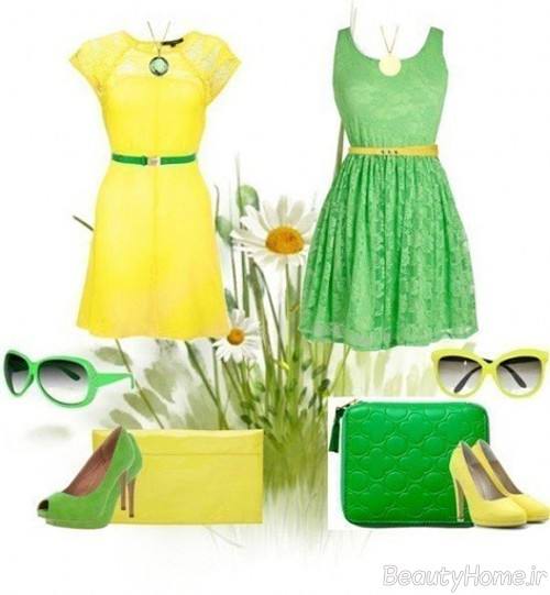 ست لباس سبز و زرد 