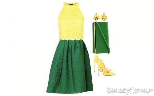 ست لباس سبز و زرد 