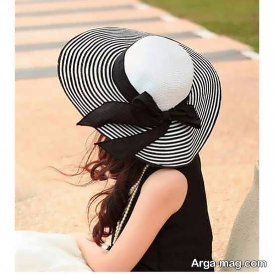 مدل کلاه تابستانی دخترانه سفید و سیاه