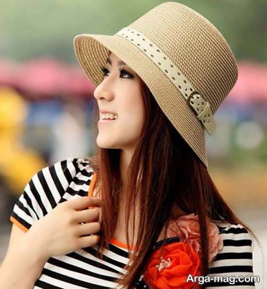 کلاه کرمی رنگ تابستانی دخترانه