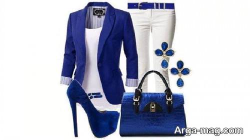 ست لباس آبی تیره و سفید برای خانم ها 