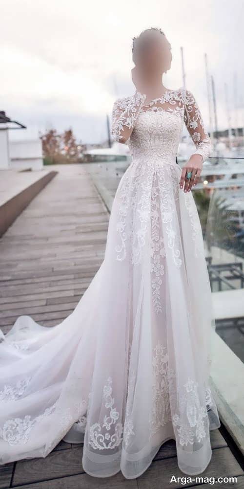 لباس عروس زیبا و یقه بسته 