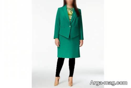 کت دامن سبز برای خانم های چاق 