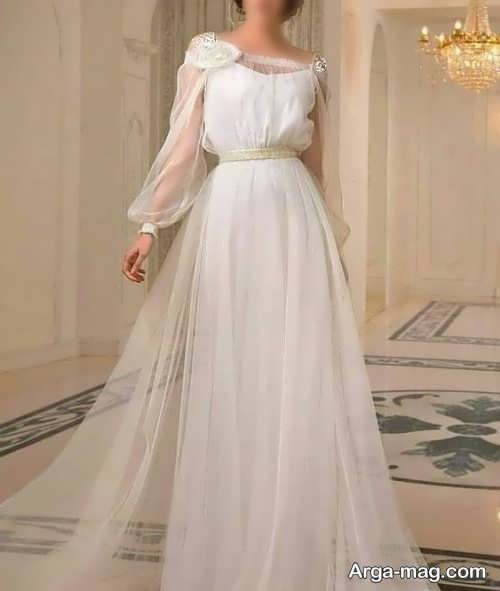 لباس عروس زیبا و آستین دار 