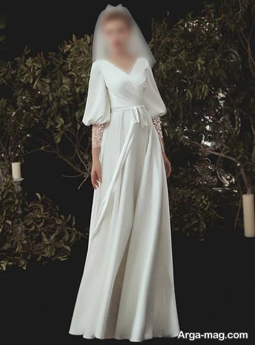 لباس عروس زیبا و آستین پف دار 