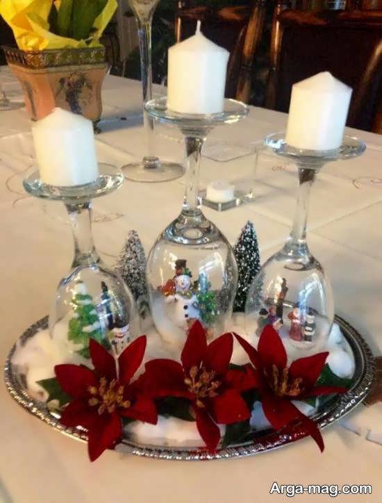 ایده هایی زیبا و جذاب از تزیین میز کریسمس با رنگ های سبز و سفید و قرمز