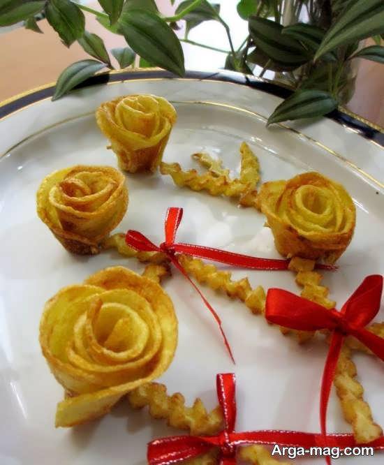 زیباسازی و طراحی سیب زمینی سرخ شده برای مجلس و مهمانی
