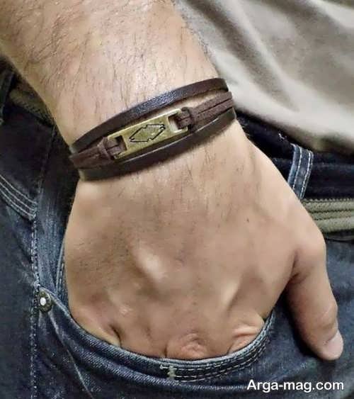 طرح دستبند چرم مردانه