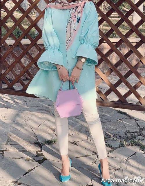  ست لباس آبی فیروزه ای شیک 