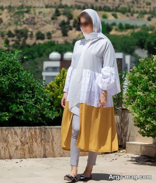 مانتوی رنگی خردلی 