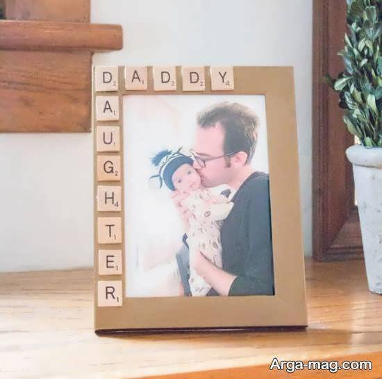 کاردست ساز پستال و قاب عکس چوبی برای روز پدر