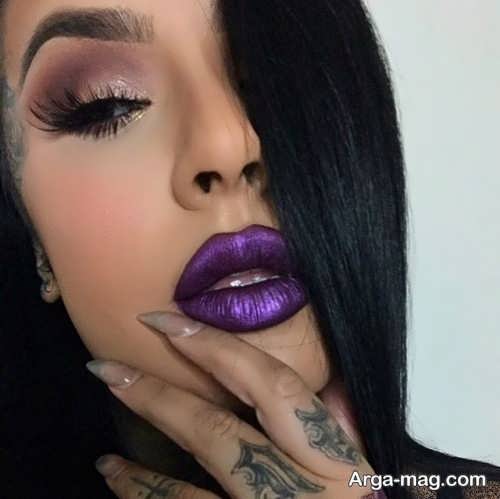 makeup with dark purple lipstick