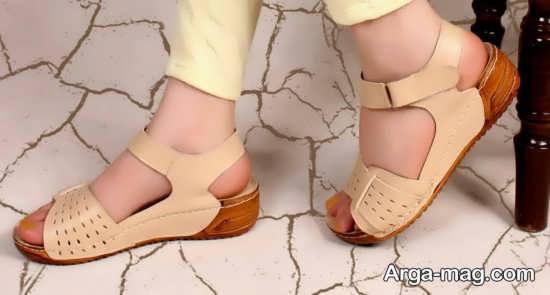 نمونه کفش کرمی دخترانه تابستانی
