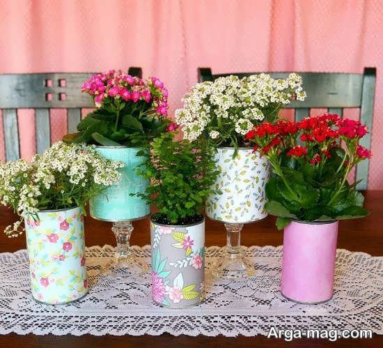 ایده های خلاقانه برای ساختن گلدان با قوطی کنسرو