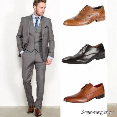 ست شلوار پارچه ای و کفش رسمی مردانه 