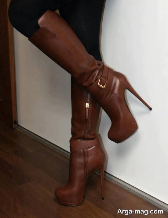 brown heeled boots womens