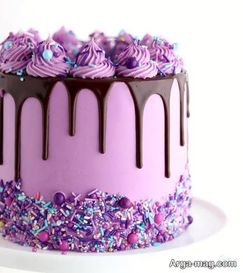 تزیین کیک بنفش برای تولد 