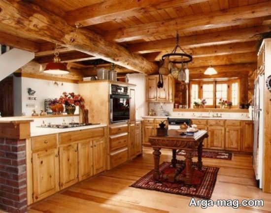 دکوراسیون آشپزخانه چوبی و شیک 