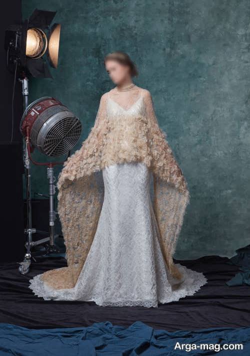 مدل لباس عروس شنل دار خاص و زیبا 