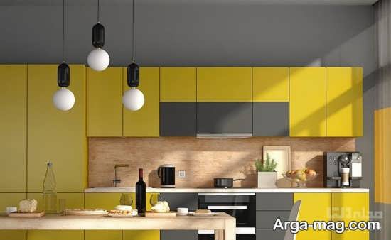 دیزاین جالب آشپزخانه زرد