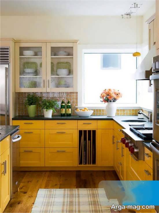 تزیین آشپزخانه زرد زیبا