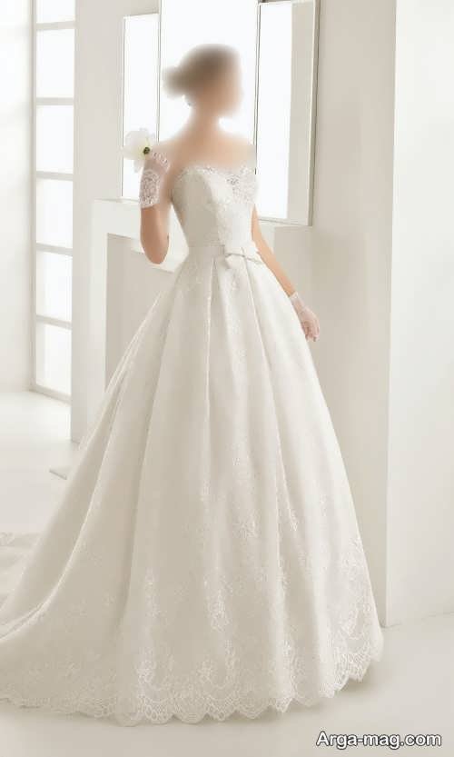 لباس عروس ساده با دامن پف دار