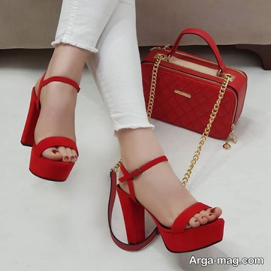 مدل کفش و کیف قرمز رنگ