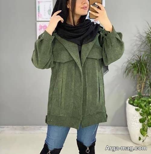 مدل مانتو سبز کبریتی