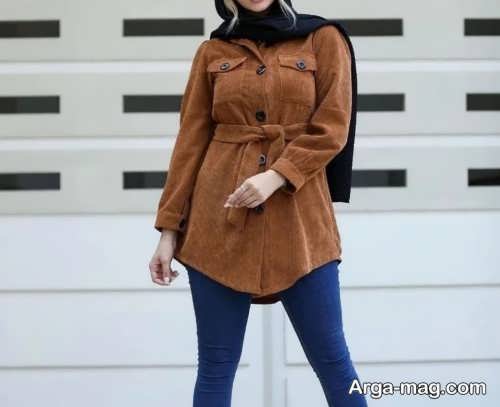 مانتو قهوه ای تیره کبریتی