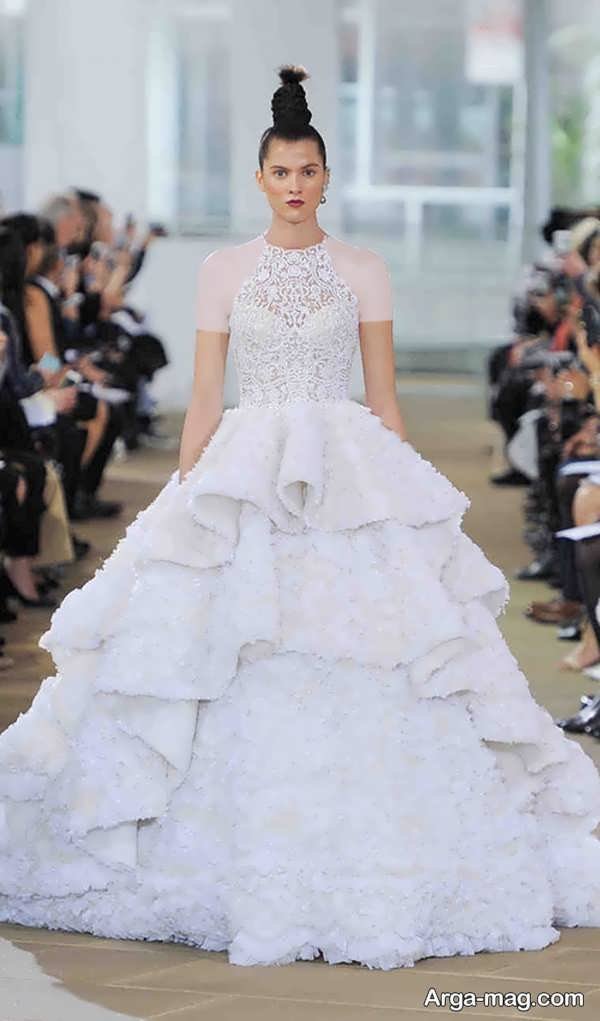 طرح های جدید لباس عروس با دامن لایه دار