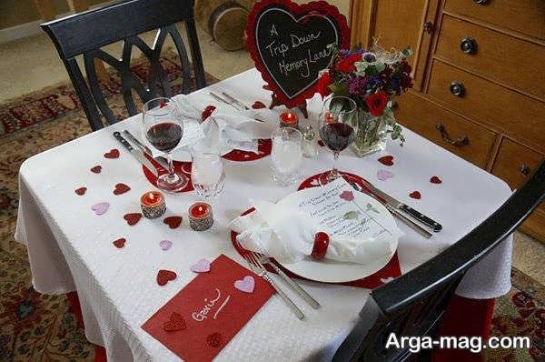 تزیینات رمانتیک و شیک میز دو نفره 