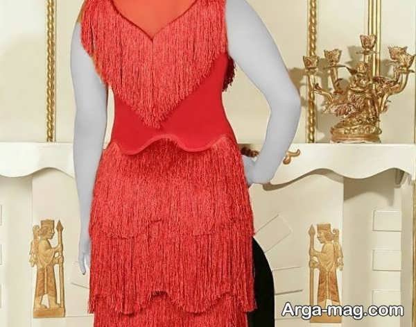 تصاویر لباس مجلسی ریش ریش قرمز