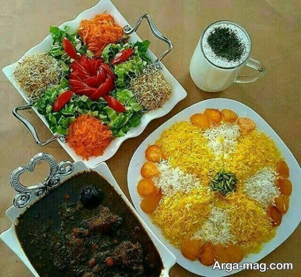 تزیینات خاطره برانگیز و زیبا سفره ایرانی با غذاهای خوشمزه ایرانی