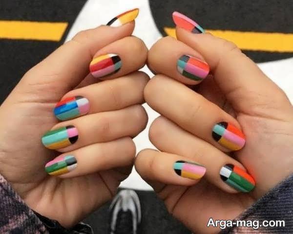 دیزاین ناخن خطی به شکلی های ساده و منحصر به فرد