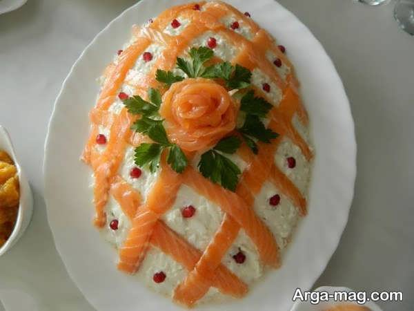 تزیین سالاد الویه برای سال جدید به شکلی منحصر به فرد