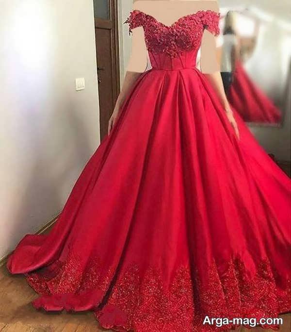  لباس عروس قرمز زیبا