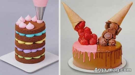 دیزاین جالب کیک با قیف بستنی