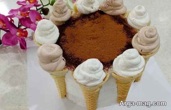 الگوی دیزاین کیک با قیف بستنی