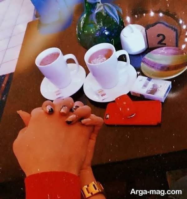 عکس عاشقانه در کافه با طرح و متن شیک