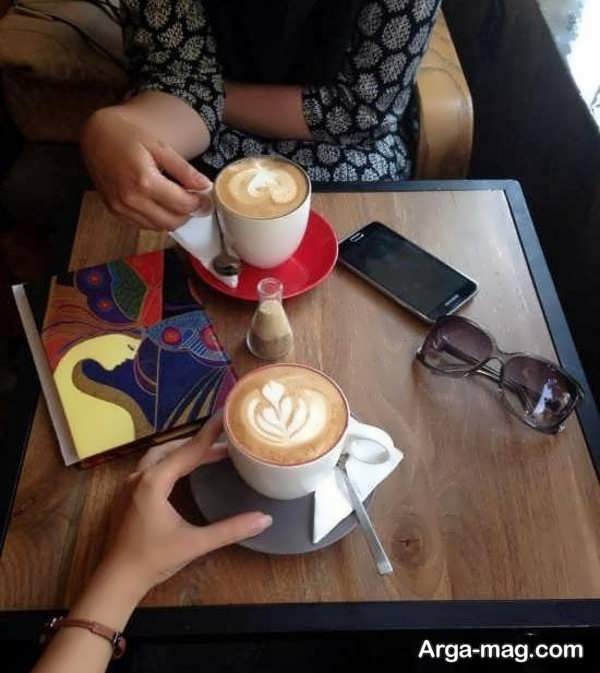 عکس عاشقانه در کافه با طرح و متن زیبا