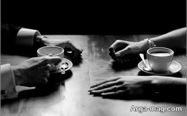 عکس عاشقانه در کافه با طرح و متن دوستت داشتنی