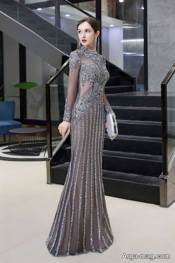 مدل سنگ دوزی روی لباس مجلسی زیبا