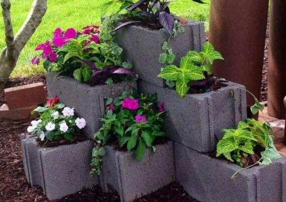 ایده های خلاقانه تزیین باغچه با بلوک